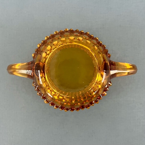 Vintage Fenton Amber Hobnail Vase & Sugar Bowl - Picture 8 of 8